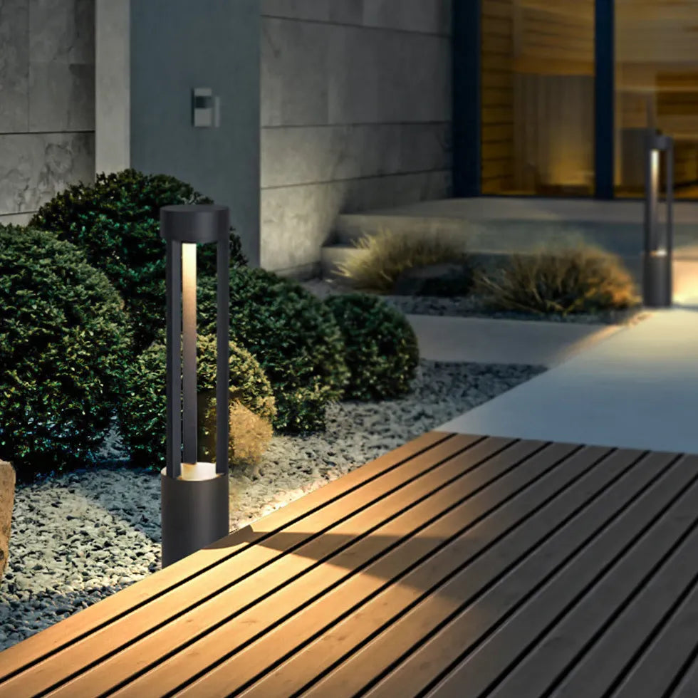 Black Pedestal Light Pena Metal Warm White Ip65 Led Outdoor