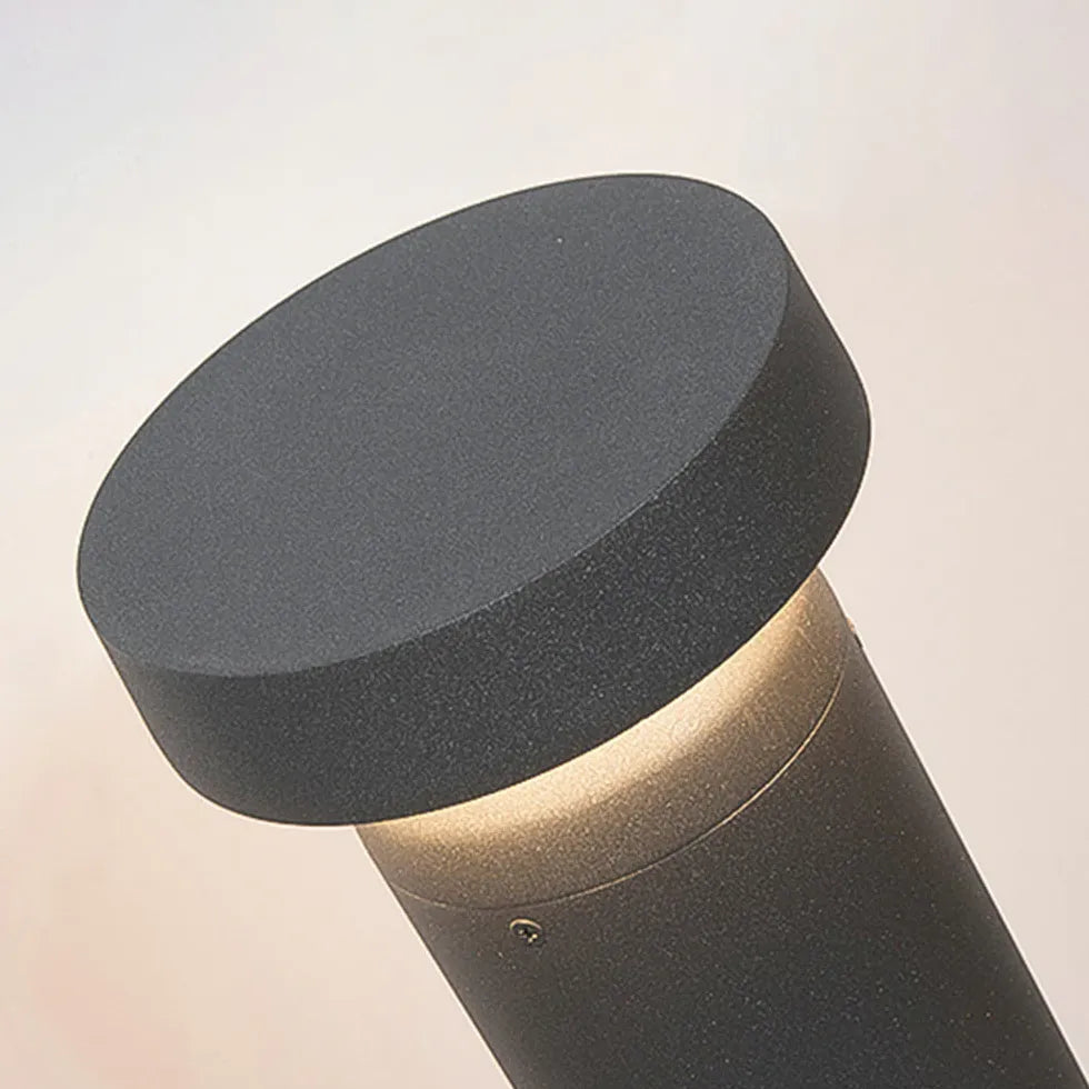 Black Post & Bollard Light Cylinder Pena Metal & Acrylic Ip65 Outdoor