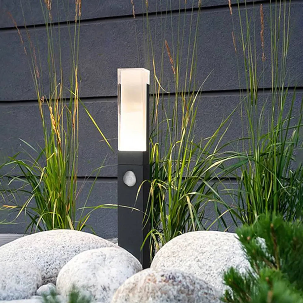 Black Post & Bollard Light Rectangular Pena Metal & Acrylic Outdoor