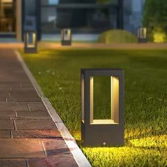 Black Pedestal Light Rectangular Pena Metal Led