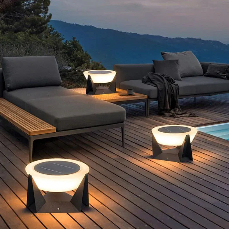 Black Solar Light Round Pena Metal & Acrylic Outdoor Warm White Ip65