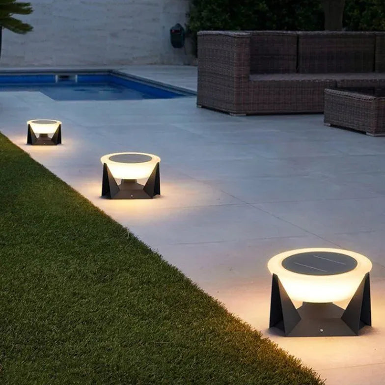 Black Solar Light Round Pena Metal & Acrylic Outdoor Warm White Ip65