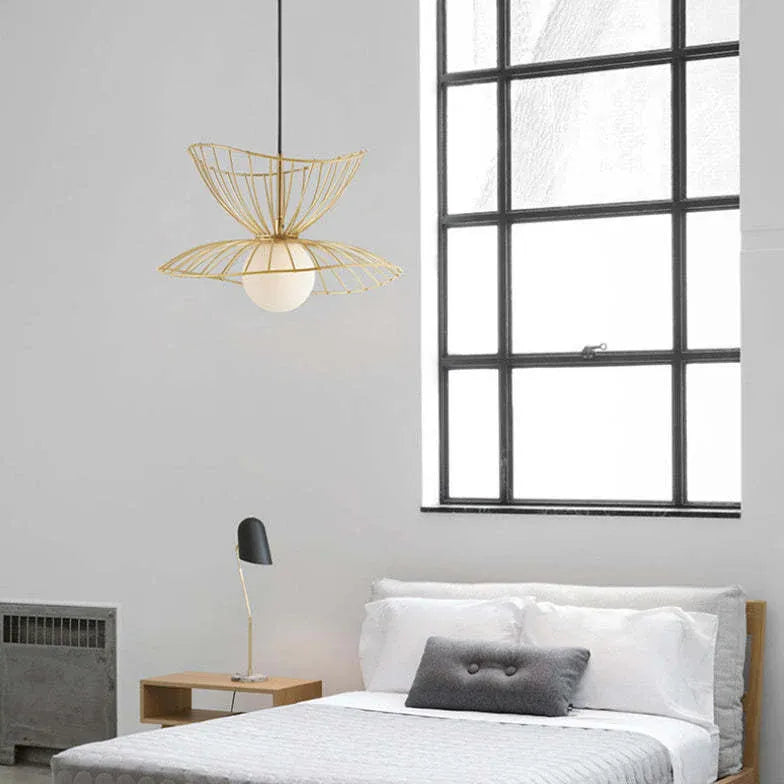 Black Light Single Pendant For Bedroom Renee Metal & Fabric Led Ip20 Warm White