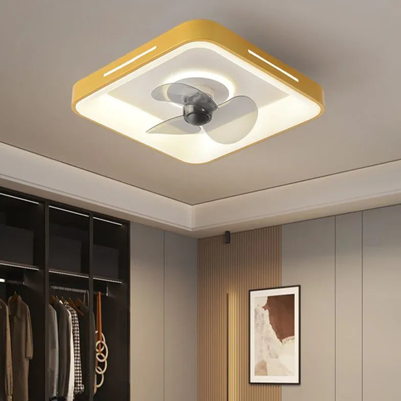 Ceiling Fan With Light For Bedroom Round Quinn Metal Dimmable