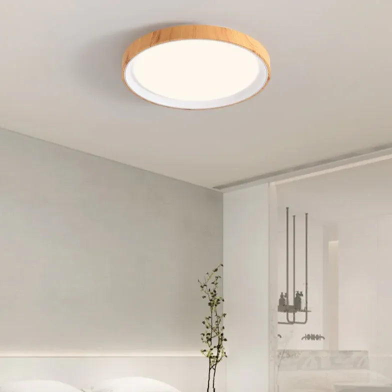 White Low Ceiling Light For Bathroom Quinn Wood Dimmable Ip20 Led