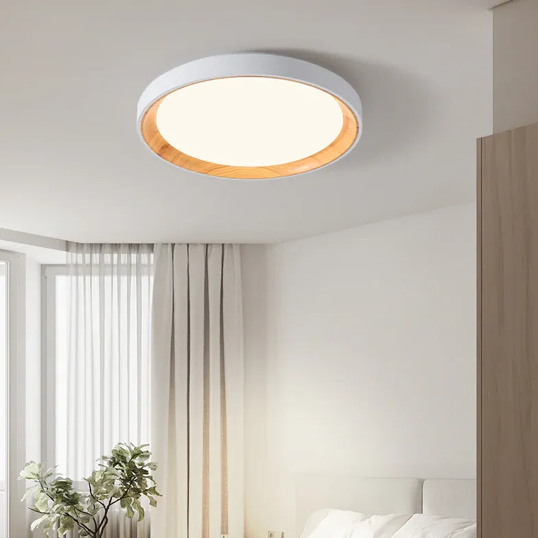 White Low Ceiling Light For Bathroom Quinn Wood Dimmable Ip20 Led