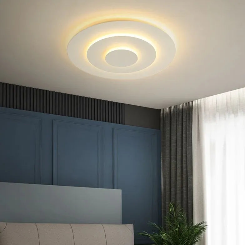 White Low Ceiling Light For Bedroom Round Quinn Metal & Acrylic Led Warm White Ip20