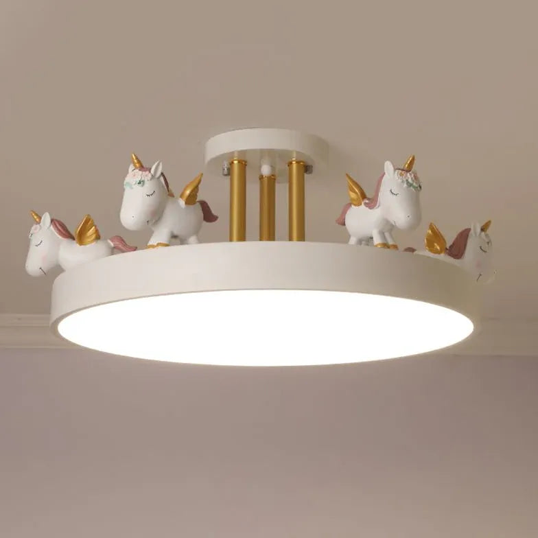 Semi-flush Light For Living Room Round Quinn Wood Led Warm White