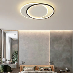 Black Flush Light For Bedroom Round Quinn Metal & Acrylic Ip20 Led