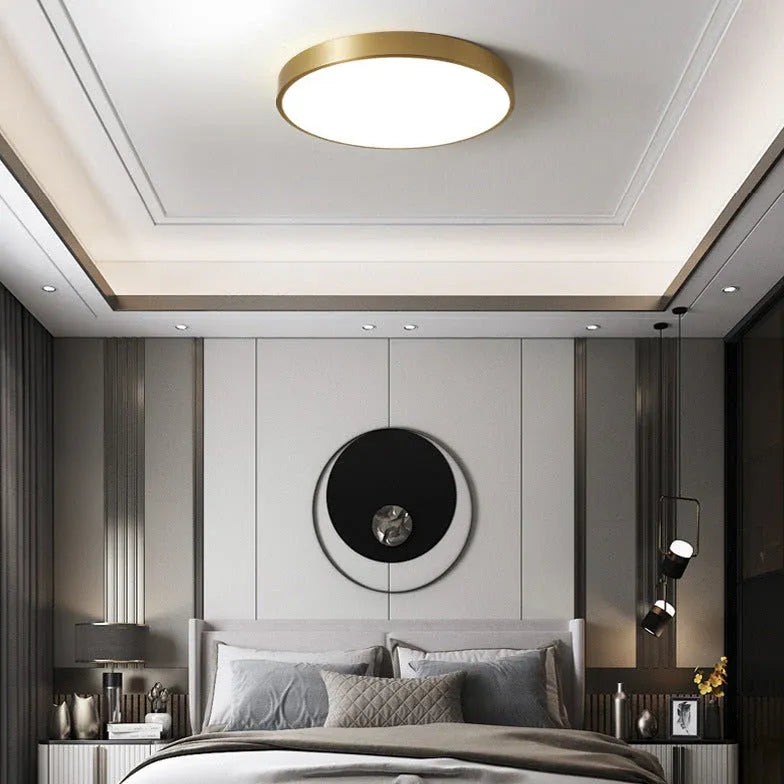 Gold Low Ceiling Light For Bedroom Round Modern Acrylic