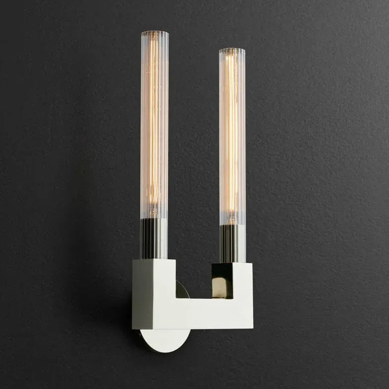 Double Arm Wall Light For Bedroom Quinn Metal & Glass Without Bulbs