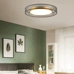 Gold Low Ceiling Light For Bedroom Round Quinn Metal & Pvc Ip20