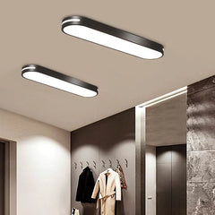 Black Flush Light For Bedroom Oval Quinn Metal & Acrylic Ip20