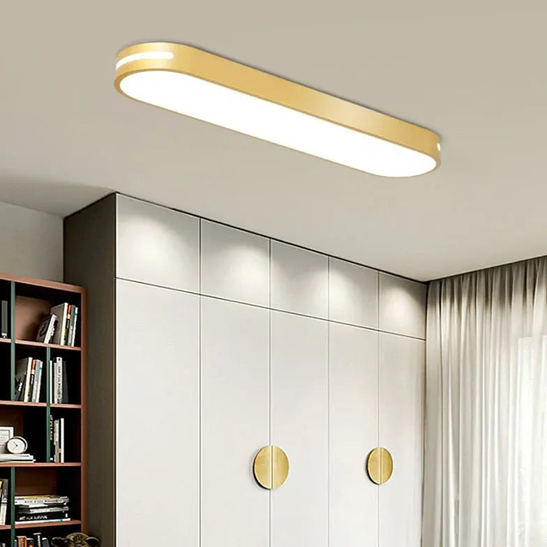 Black Flush Light For Bedroom Oval Quinn Metal & Acrylic Ip20