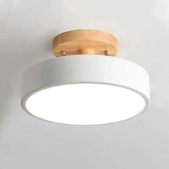 Flush Light For Bedroom Round Quinn Wood Dimmable