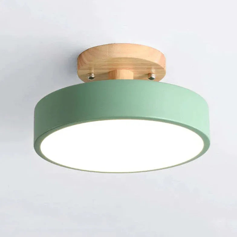 Flush Light For Bedroom Round Quinn Wood Dimmable