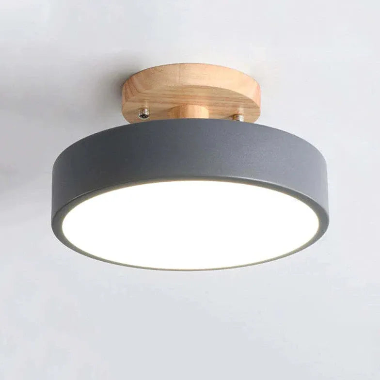 Flush Light For Bedroom Round Quinn Wood Dimmable