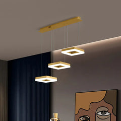 Gold Statement Pendant Light For Office Square Modern Metal