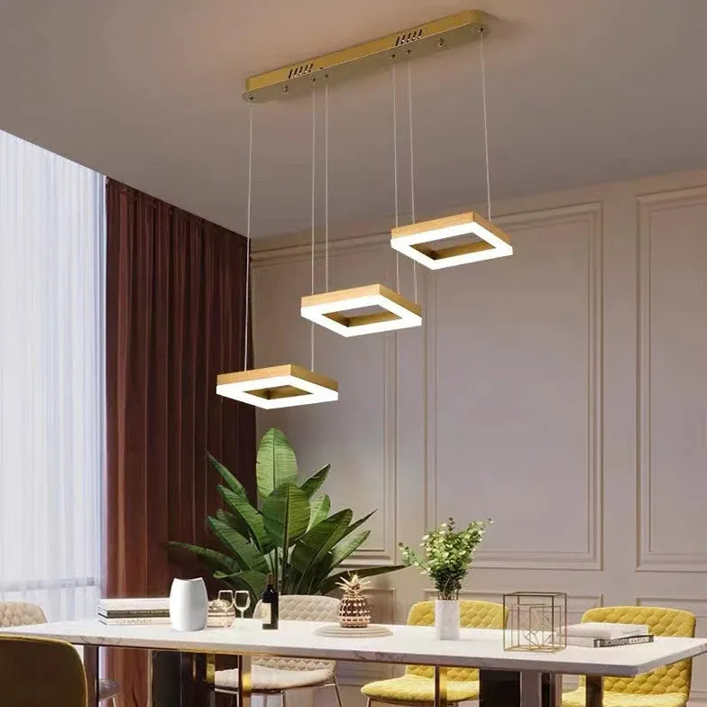 Gold Statement Pendant Light For Office Square Modern Metal