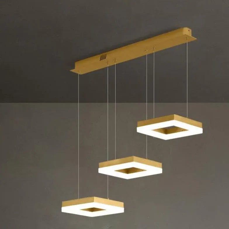 Gold Statement Pendant Light For Office Square Modern Metal