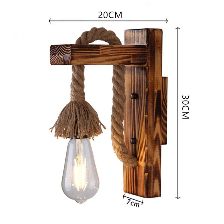 Flush Wall Light For Bedroom Retro Wood E27