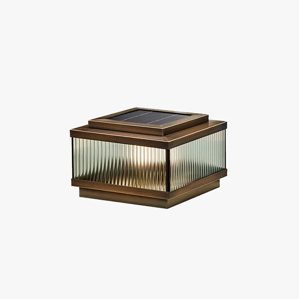 Brown Solar Light Rectangular Riley Metal & Glass Outdoor Solar