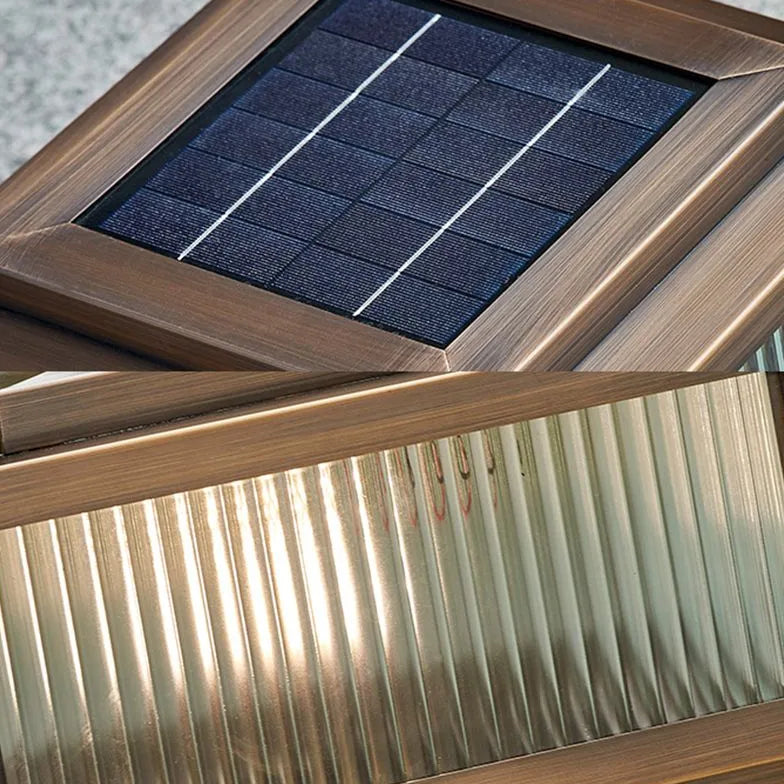 Brown Solar Light Rectangular Riley Metal & Glass Outdoor Solar