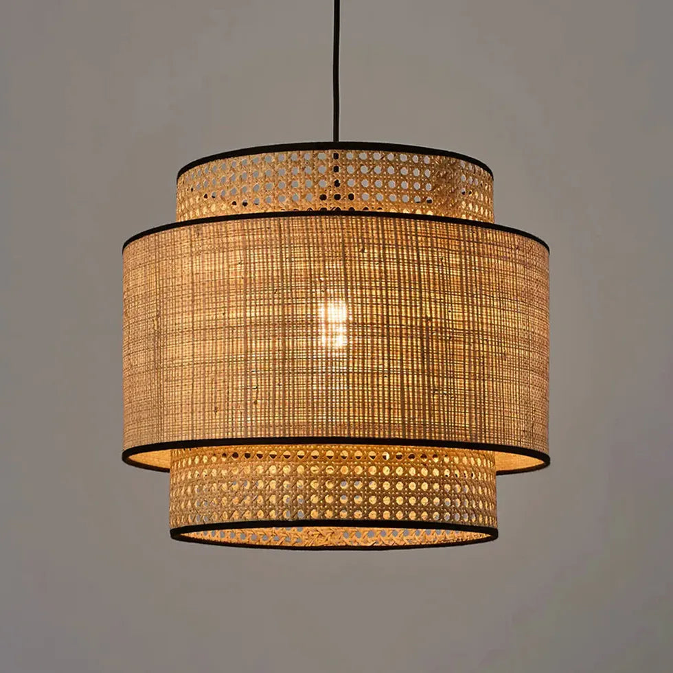 Light Single Pendant For Bedroom Ritta Metal & Rattan Ip20 Led