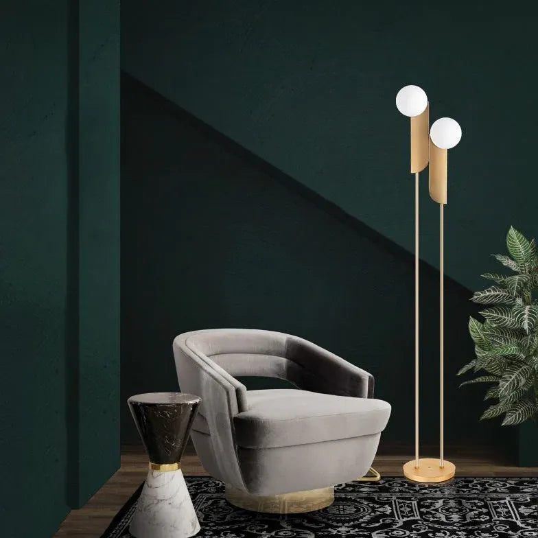 Gold Floor Lamp For Kitchen Salgado Metal Plug Bi-pin