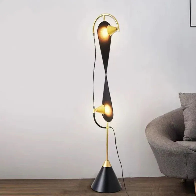 Black Floor Lamp For Living Room Salgado Metal Ip20 Plug Bi-pin