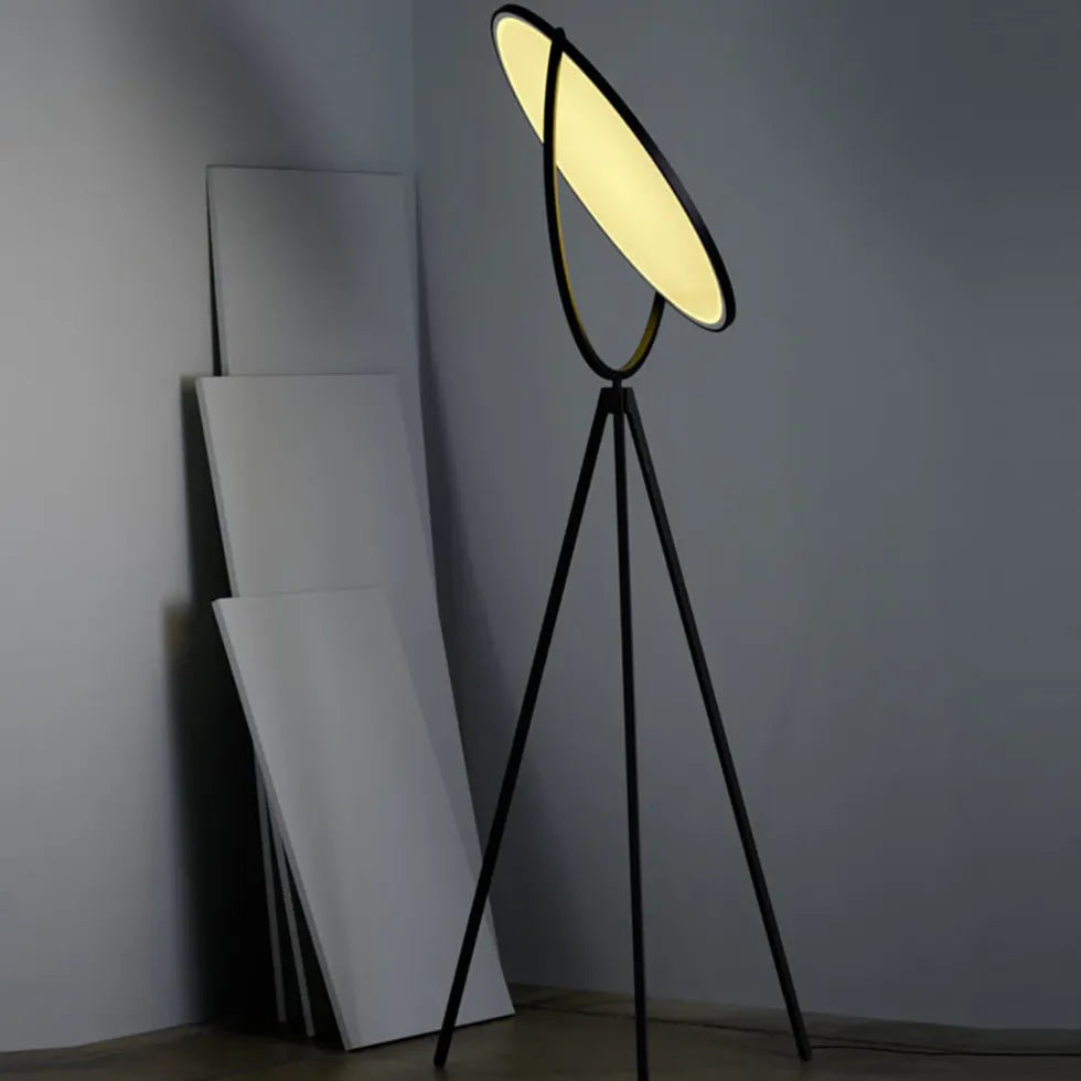 Black Tripod Floor Lamp For Study Room Salgado Metal Plug Three Colours Change Led Ip20