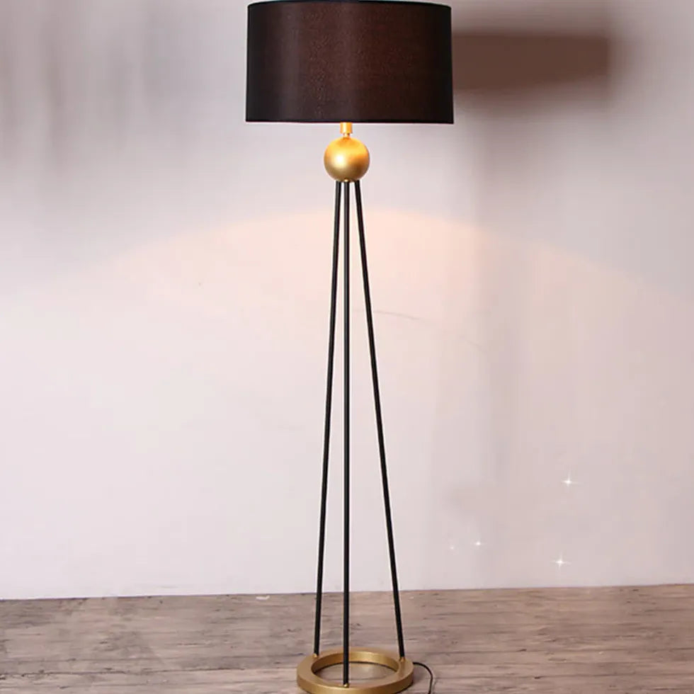 Black Tripod Floor Lamp For Study Room Salgado Iron Ip20 Plug Led Warm White