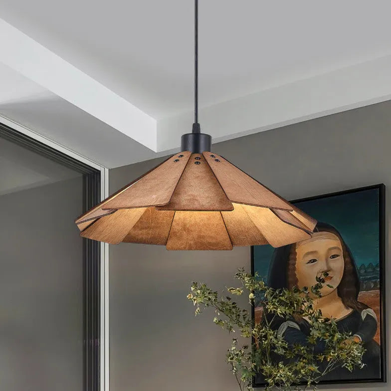 Light Single Pendant For Bedroom Wood Metal Warm White Led