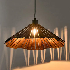 Light Single Pendant For Bedroom Wood Metal Warm White Led