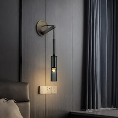 Black Bedside Pendant Light For Bedroom Sanna Metal & Glass Warm White Led