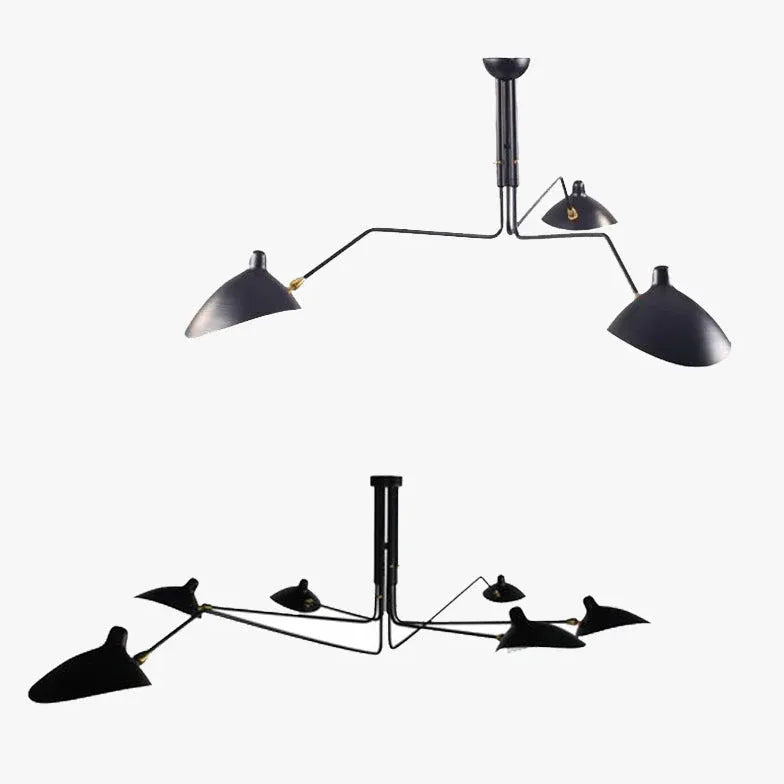 Black Semi-flush Light For Study Room Industry Metal Led