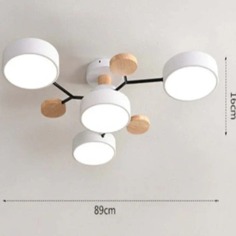 Semi-flush Light For Bedroom Sienna Metal & Wood Ip20 Led