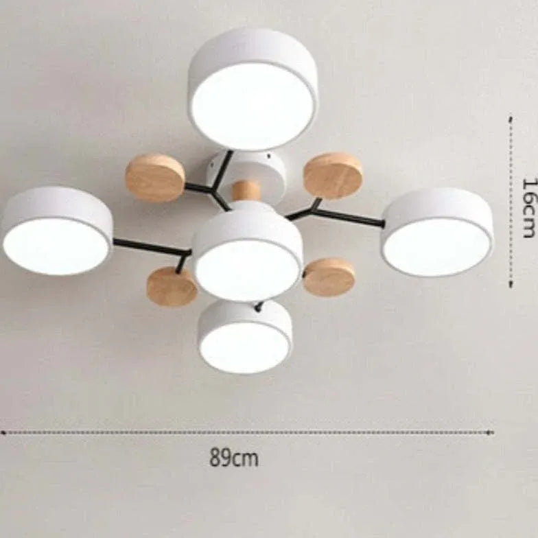 Semi-flush Light For Bedroom Sienna Metal & Wood Ip20 Led