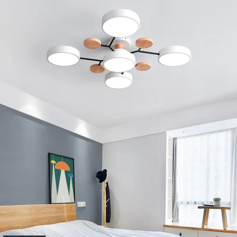 Semi-flush Light For Bedroom Sienna Metal & Wood Ip20 Led