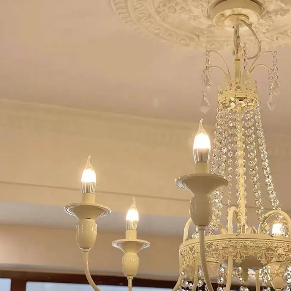 White Modern Chandeliers For Living Room Sliva Metal & Glass Ip20