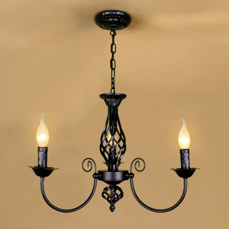 Black Traditional Chandeliers For Living Room Silva Metal & Glass Led Ip20