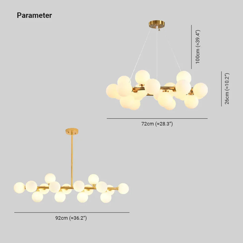 Led Pendelleuchten Wohnzimmer mit weißen Glaskugeln