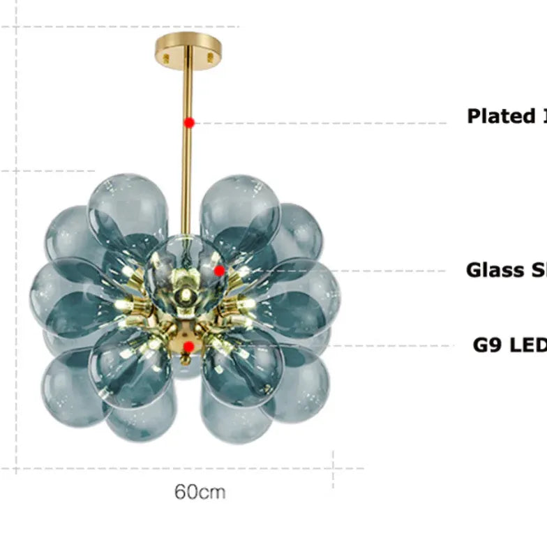 Coloured Glass Pendant Light For Bedroom Valentina Metal & Glass Ip20 Cool White Led