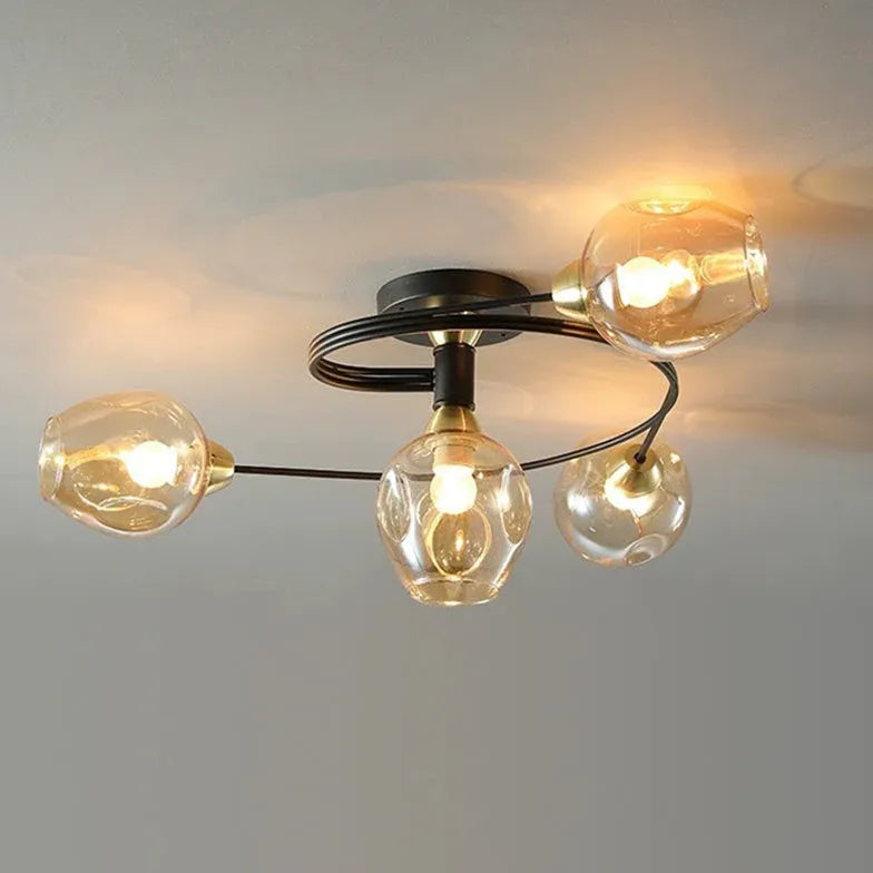 Black Valentina Glass Semi-flush Ceiling Light