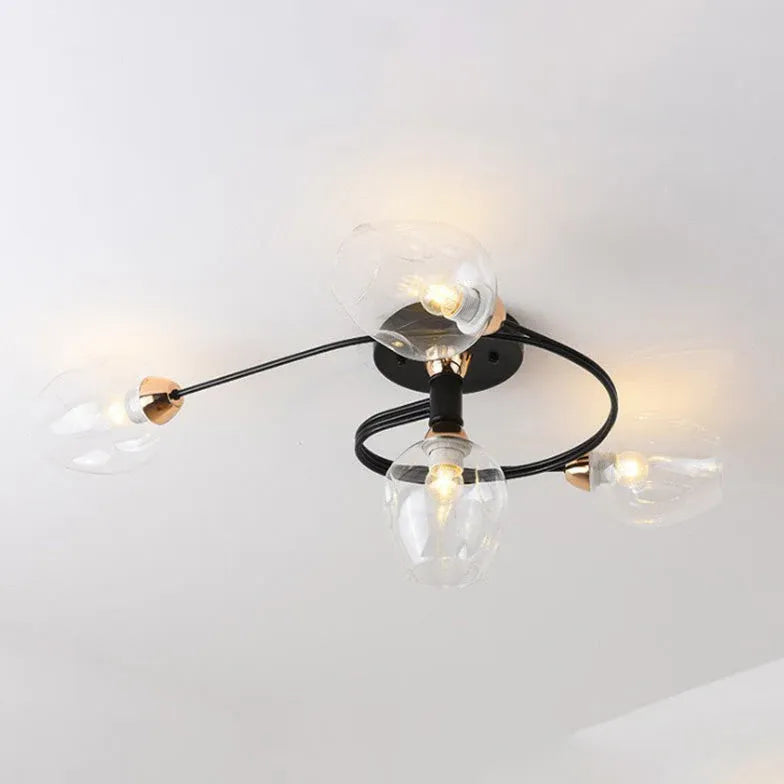 Black Valentina Glass Semi-flush Ceiling Light