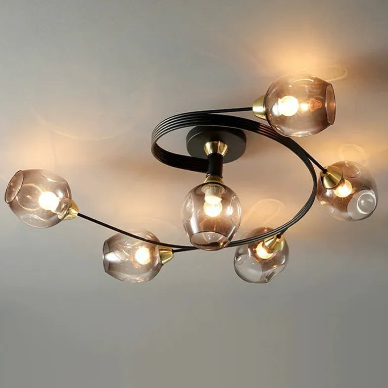 Black Valentina Glass Semi-flush Ceiling Light