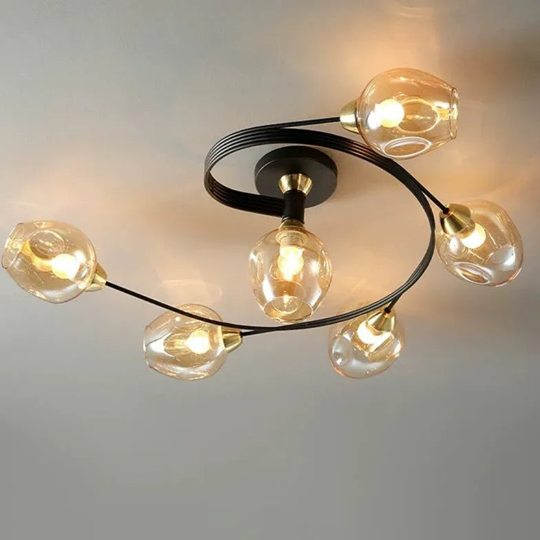 Black Valentina Glass Semi-flush Ceiling Light