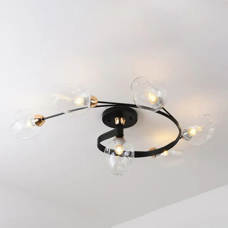 Black Valentina Glass Semi-flush Ceiling Light