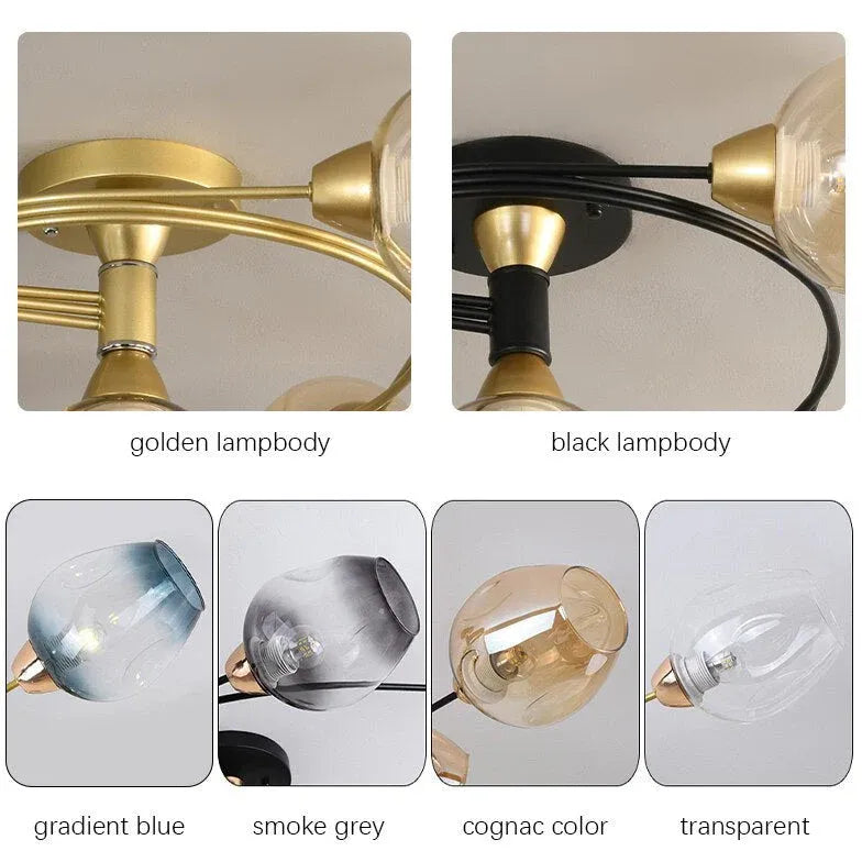 Black Valentina Glass Semi-flush Ceiling Light