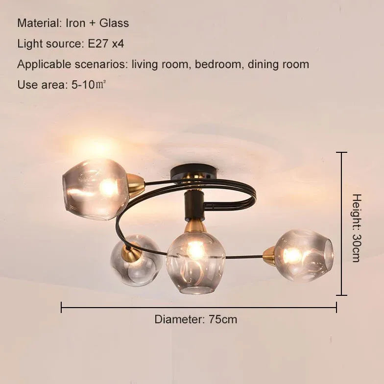 Black Valentina Glass Semi-flush Ceiling Light